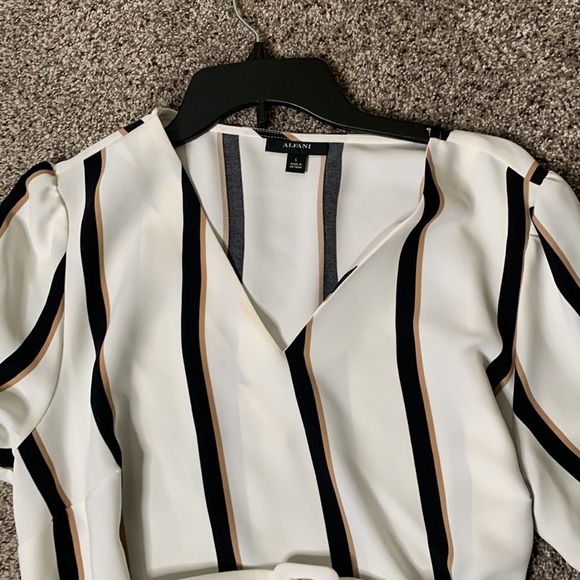 Alfani belted strips blouse size L new - Picture 5 of 10